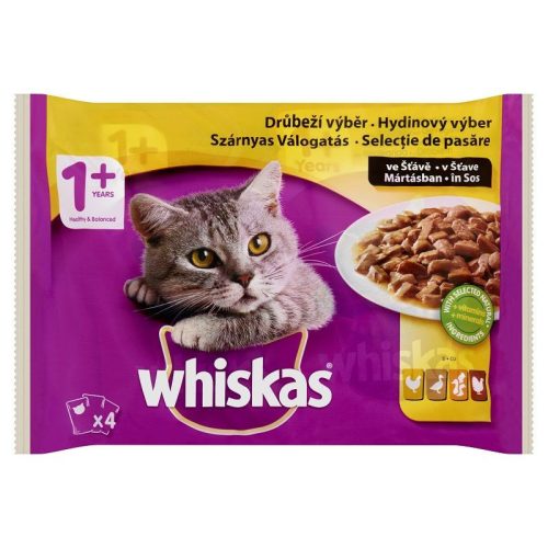 Whiskas alutasak 4-pack szárnyas válogatás mártásban 4*85gr Multipack