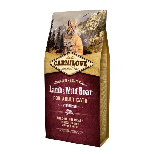 Carnilove Cat Adult Lamb & Wild Boar Sterilised- Bárány & Vaddisznó Hússal 6kg