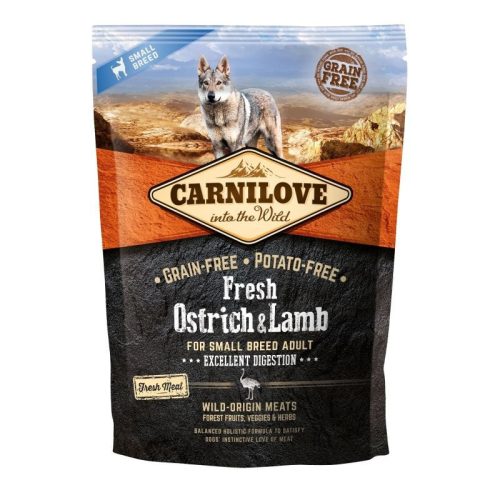 Carnilove Fresh Adult Dog Small Ostrich & Lamb Excellent Digestion- Strucc és Bárány Hússal 1,5kg