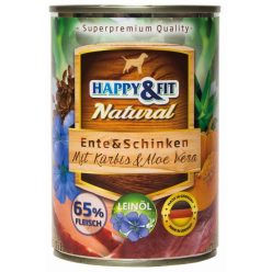   Happy&Fit Natural Dog Konzerv Kacsa & Sonka Sütőtökkel & Aloe Verával 400g