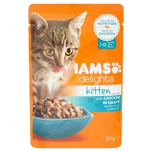 Iams Delights Kitten Csirke Falatkák Ízletes Szószban nedves macskatáp 85g