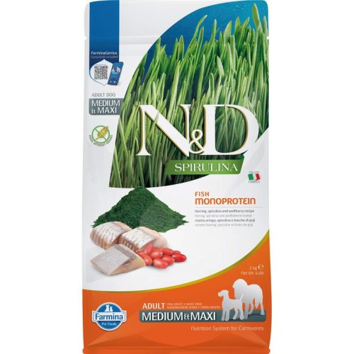 N&D Spirulina Dog hering adult medium/maxi 2kg