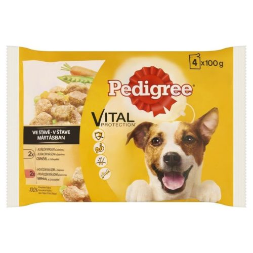 Pedigree Alutasakos 4-Pack Adult Csirke & zöldség, Marha & zöldség 100g