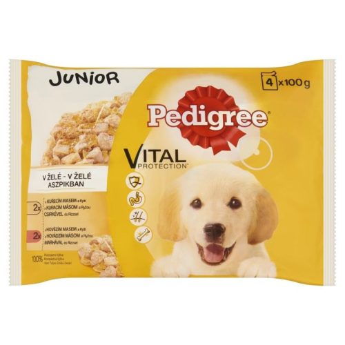 Pedigree Alutasakos 100g 4-Pack Junior Csirke & rizs, Marha & rizs