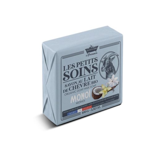 LES PETITS BAINS DE PROVENCE Les Petits Soins Bio kecsketejes szappan monoi-olajjal - 100g