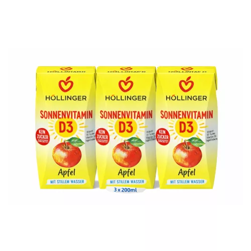 Höllinger Höllinger bio gyümölcsital alma+D3vitamin 3x200 ml
