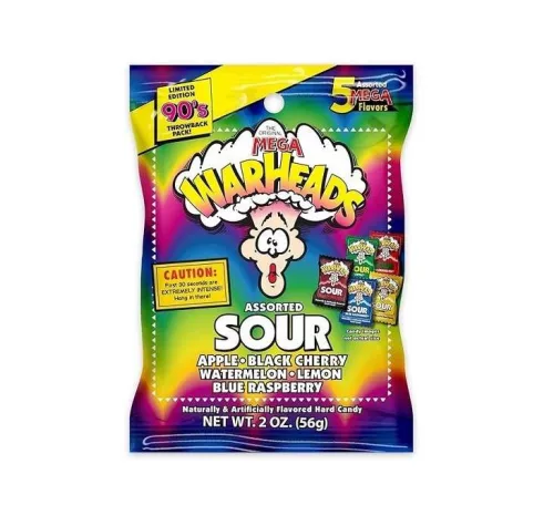 Warheads Assorted Sour extrém savanyú keménycukorka original 56g