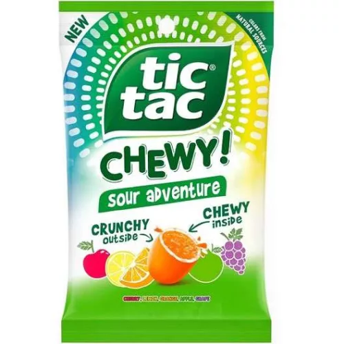 Tic Tac Chewy Sour Adventure gyümölcs ízű savanyú rágós cukorka 80g