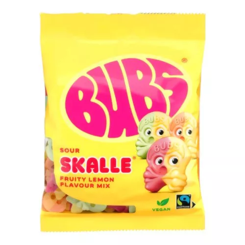 BUBS Sour Skalle Fruity Lemon Mix koponya alakú savanyú cukor 90g