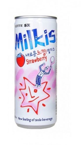 Lotte Milkis Soft Drink Strawberry eper ízű tejes szénsavas ital 250ml