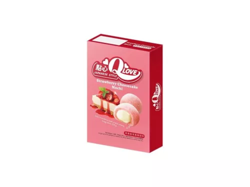 QLove Strawberry Cheesecake Deluxe epres sajttorta ízű Mochi 180g
