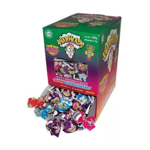 Warheads Bubble Gum Pops Display Óriás Savanyú Nyalóka Válogatás 1500g