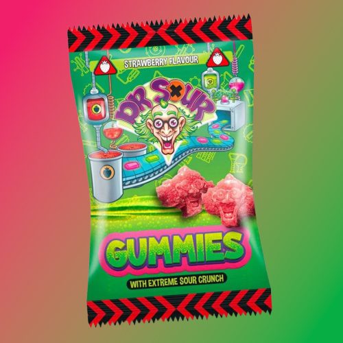 Dr Sour Gummies Strawberry eper ízű savanyú gumicukor 200g