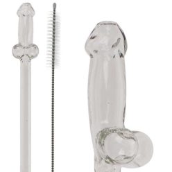   Újrahasználható 4 darabos pénisz formájú üveg szívószál