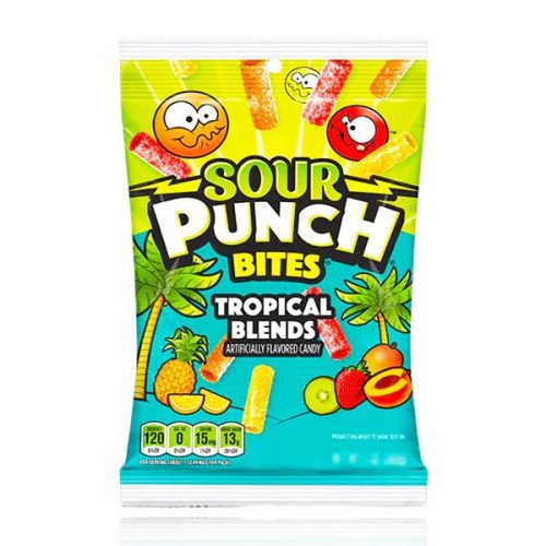 Sour Punch Bites Tropical Blends trópusi gyümölcs ízű savanyú gumicukor 105g