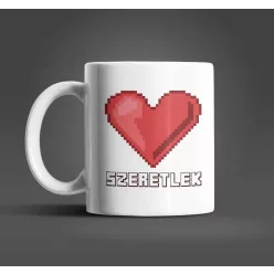 Szeretlek pixel szív bögre