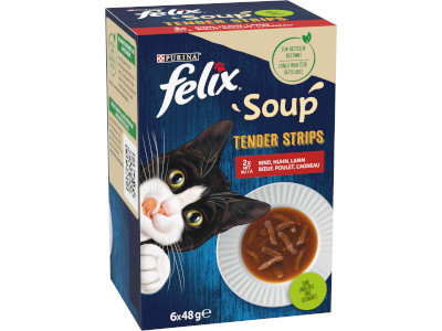 Felix Cat Soup Tender Strips 6x48g Házias válogatás szószban