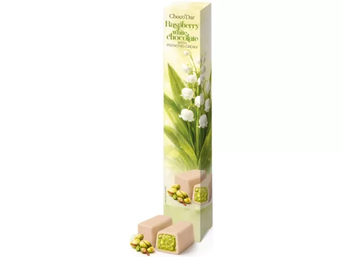 ChocoDar desszert 70g Gyöngyvirág Málnás-Pisztáciás fehércsokoládé