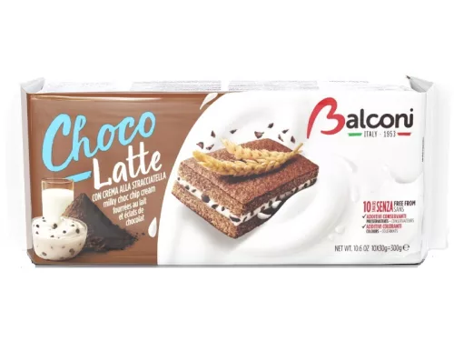 Balconi piskóta 10*35g Choco Latte 350g Tejkrémes-csokidarabokkal