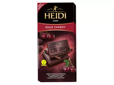 HEIDI 80g Étcsokoládé Meggydarabokkal