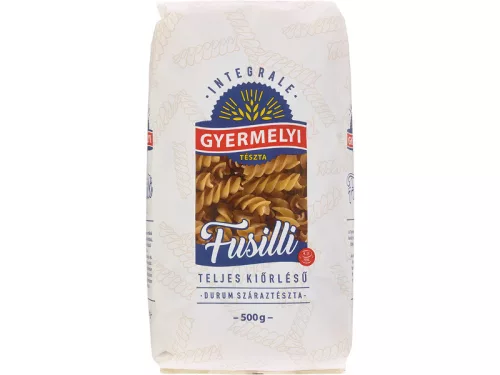 Gyermelyi durum tészta 500g Fusili teljes kiőrlésű XXX