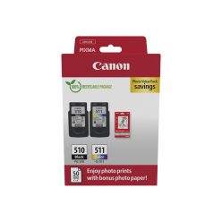   Canon PG-510 (1x9ml) + CL-511 (1x9ml) + 50 lap GP501 10x15 fényes fotópapír Multipack