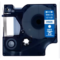 Utángyártott DYMO D1 45026 12mm x 7 m fehér-kék