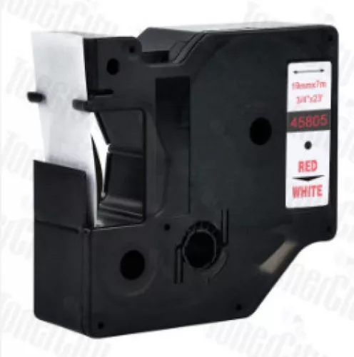 Utángyártott DYMO D1 45805 19mm x 7m fehér-piros #S0720850