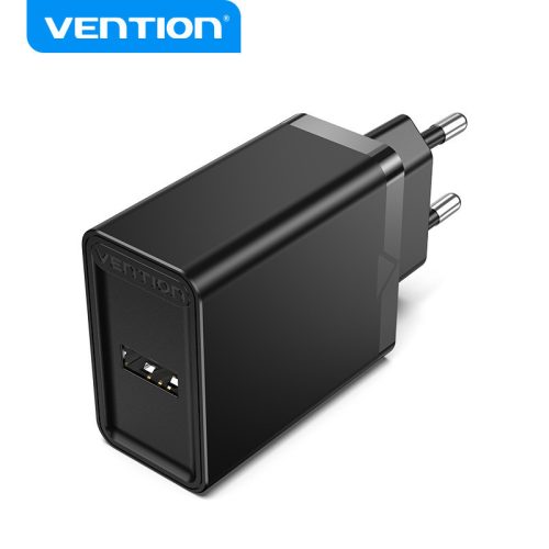 Vention USB-A (1-port,12W, fekete), töltő