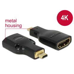   DeLock Adapter High Speed HDMI with Ethernet – HDMI Micro-D male > HDMI-A female 4K Black