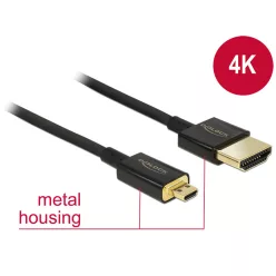  DeLock Cable High Speed HDMI with Ethernet - HDMI-A male > HDMI Micro-D male 3D 4K 2m Slim High Quality
