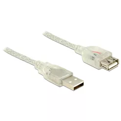   DeLock Extension cable USB 2.0 Type-A male > USB 2.0 Type-A female 1m transparent
