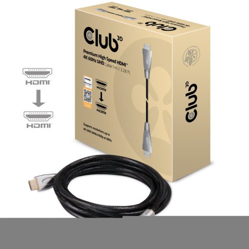 Club3D Premium High Speed HDMI 2.0 4K60Hz UHD Cable 1 m Black