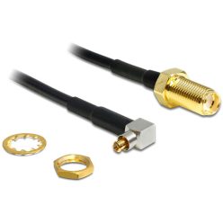   DeLock Antenna Cable SMA Jack Bulkhead > MC-Card Plug 90° 200mm Black