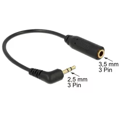   DeLock Audio Cable Stereo jack 2,5mm 3 pin male angled > Stereo jack 3,5mm 3 pin female