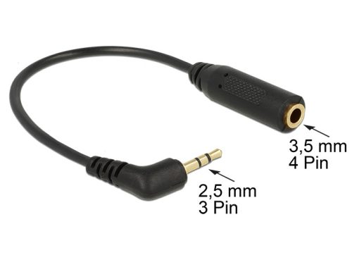 DeLock Audio Cable Stereo jack 2,5mm 3 pin male angled > Stereo jack 3,5mm 4 pin female