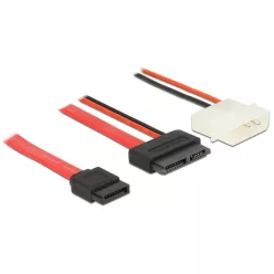   DeLock Cable SATA 6 Gb/s 7 pin receptacle + 4 pin power plug (5 V) > Slim SATA 13 pin receptacle 50cm