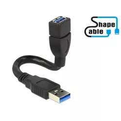   DeLock Cable USB 3.0 A male > USB 3.0 A female ShapeCable 0,15m Black