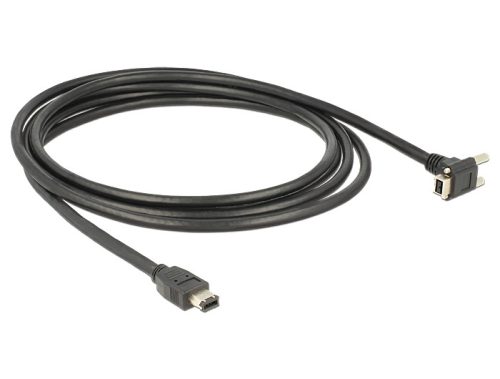 DeLock Cable FireWire 9 pin male 90° angled with screws > 6 pin male 3m