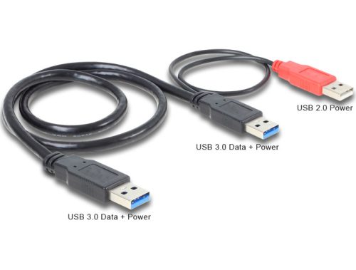 DeLock Cable USB 3.0 type A male + USB type A male > USB 3.0 type A male 0,6m Black