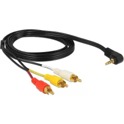   DeLock Cable Stereo jack 3.5mm 4 pin male angled > 3x RCA male 1,5m