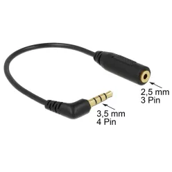   DeLock Audio Cable Stereo jack 3,5 mm 4 pin male angled > Stereo jack 2,5 mm 3 pin female