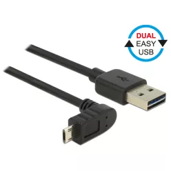   DeLock Cable EASY-USB 2.0 Type-A male > EASY-USB 2.0 Type Micro-B male angled up / down 0,5m Black