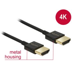   DeLock Cable High Speed HDMI with Ethernet - HDMI-A male > HDMI-A male 3D 4K 0.5 m Slim High Quality