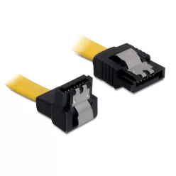   DeLock Cable SATA 6 Gb/s male straight > SATA male downwards angled 20cm Yellow Metal