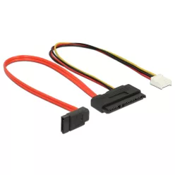   DeLock Cable SATA 6Gb/s 7pin receptacle+Floppy 4pin power receptacle(5V+12 V)>SATA22pin receptacle straight