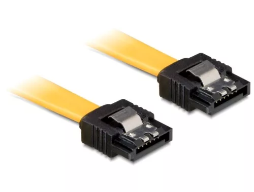 DeLock cable SATA 10cm straight/straight metal Yellow