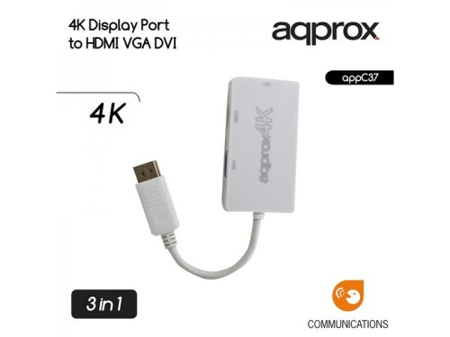 Approx APPC37 4K Display Port to HDMI-DVI-D (Dual Link)-VGA Adapter