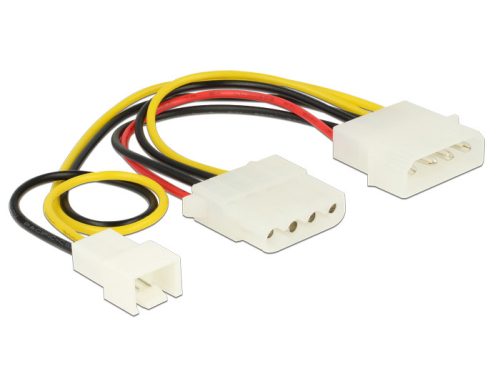 DeLock Power Cable 4 pin male > 1x 4 pin female + 1x 3 pin male (fan) 14cm