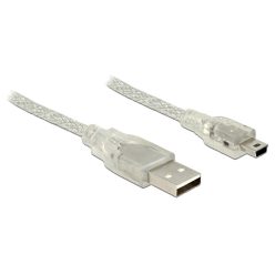   DeLock Cable USB 2.0 Type-A male > USB 2.0 Mini-B male 0,5m transparent